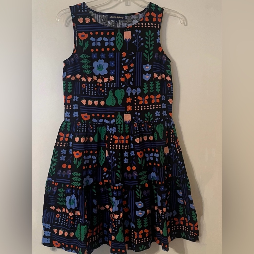 Princess Highway Linen Blend Dress, Size 8, Cottage Core Dark Floral.